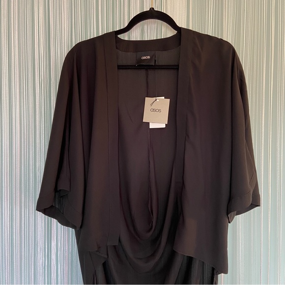 Asos Draped Black Kimono Cardigan Size US 0 NWT - Picture 7 of 17